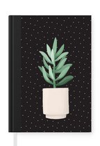 Notitieboek - Schrijfboek - Kamerplant - Vetplant - Bloempot - Notitieboekje klein - A5 formaat - Schrijfblok