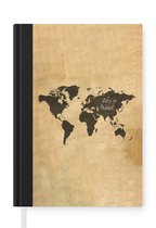 Notitieboek - Schrijfboek - Wereldkaart - Vintage - Perkament - Notitieboekje klein - A5 formaat - Schrijfblok