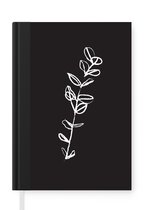 Notitieboek - Schrijfboek - Line art - Planten - Botanisch - Notitieboekje klein - A5 formaat - Schrijfblok
