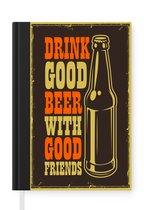 Carnet - Cahier d'écriture - Citations - Vintage - 'Boire de la bonne bière avec de bons amis' - Dictons - Petit carnet - Format A5 - Bloc-notes