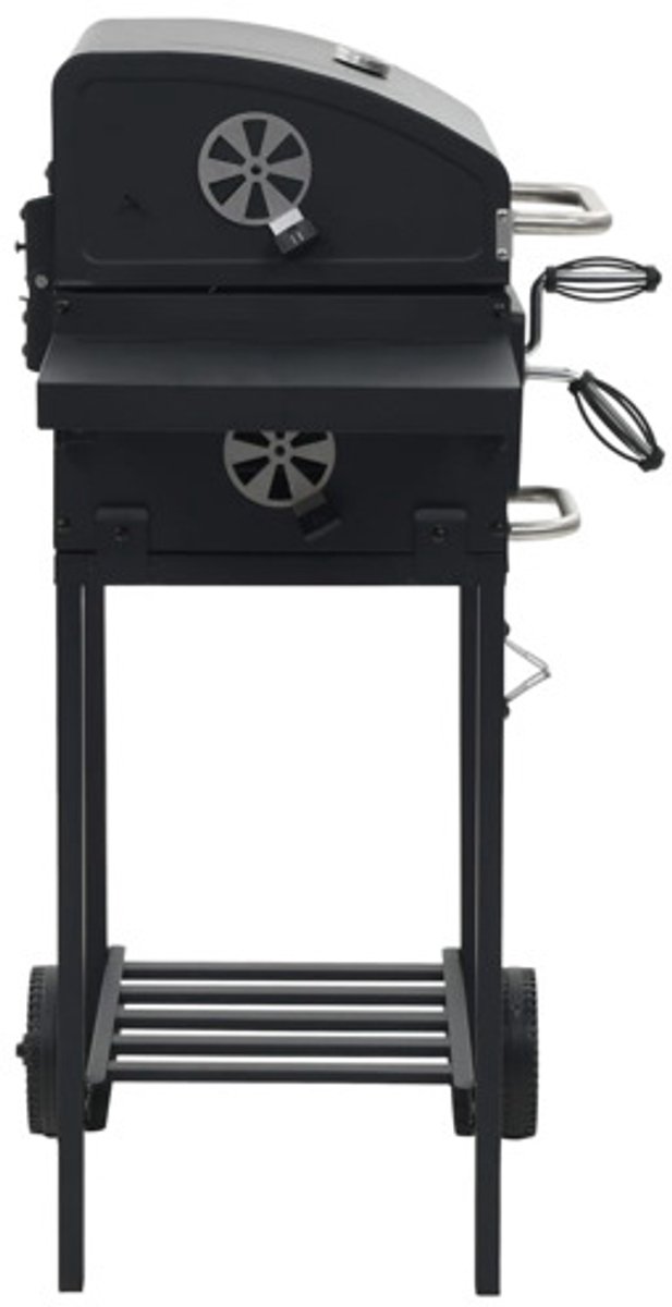 vidaXL Houtskoolbarbecue met onderplank zwart van VidaXL — afbeelding 4