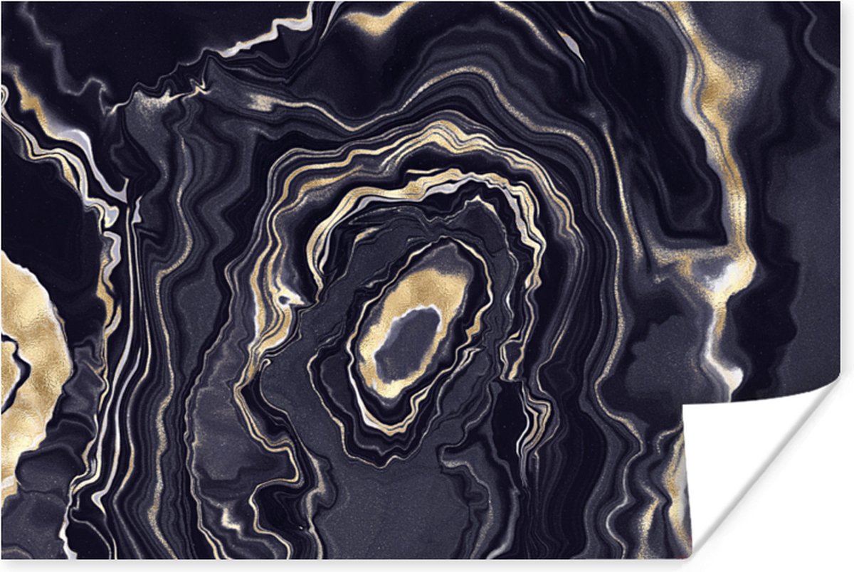 Poster Marmer - Geode - Agaat - Goud - 120x80 cm