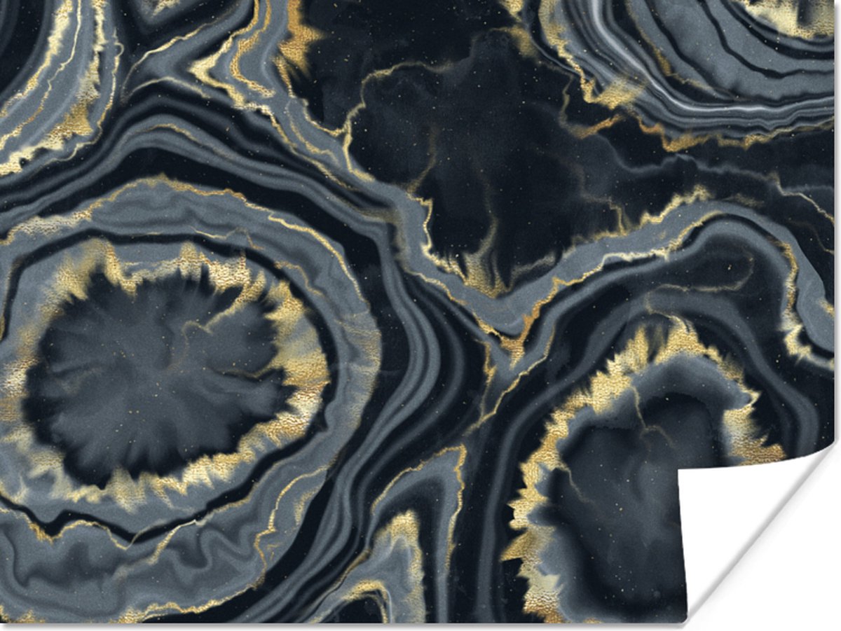 Poster Geode - Goud - Marmer - Stenen - 120x90 cm