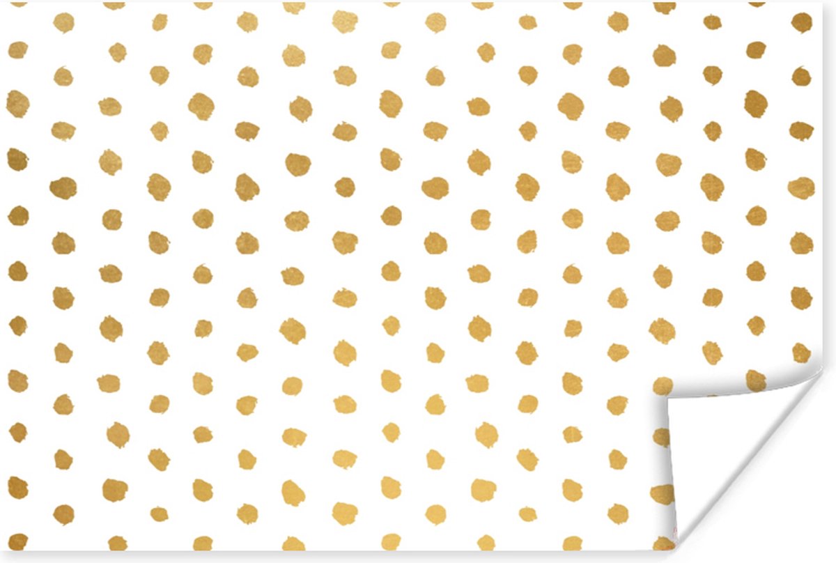 Poster Goud - Wit - Stippen - Patronen - 30x20 cm