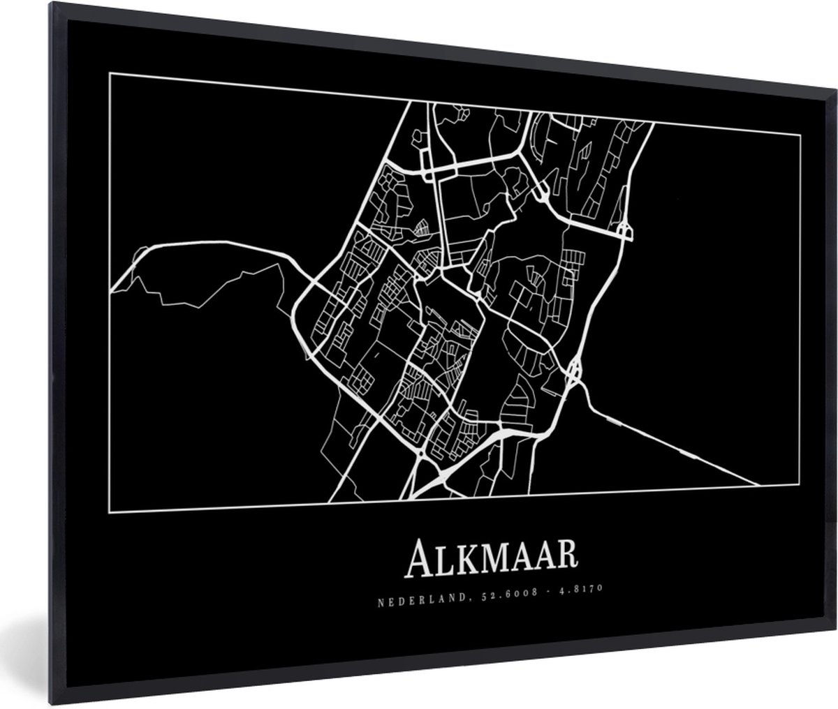 Fotolijst incl. Poster Alkmaar Plattegrond Kaart Stadskaart