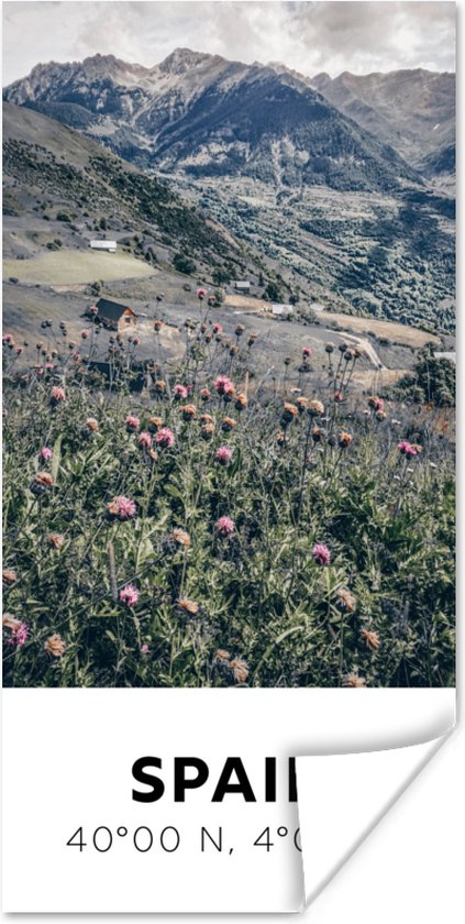 Poster Spanje - Bergen - Bloemen - 20x40 cm