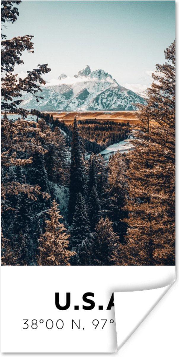 Poster Amerika - Bergen - Bomen - 40x80 cm