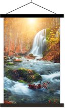 Porte-affiche avec affiche - Affiche scolaire - Cascade - Soleil - Automne - 40x60 cm - Lattes noires
