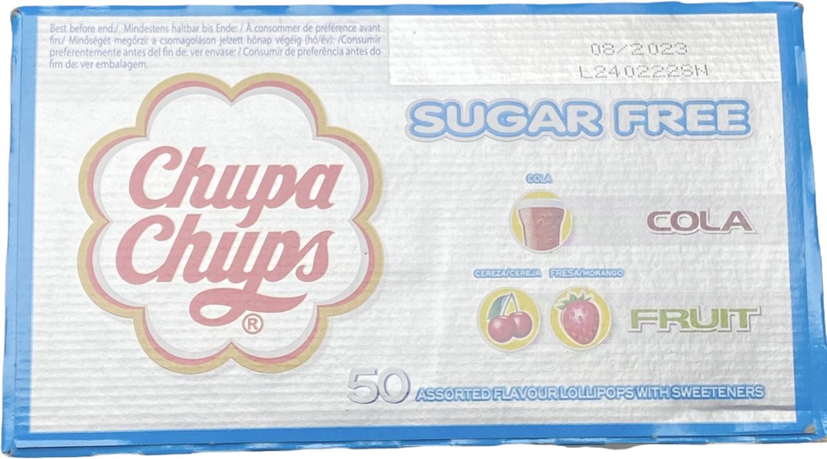 Sucettes sans sucre Chupa Chups - 50 pièces - boîte présentoir - sucette au  cola 