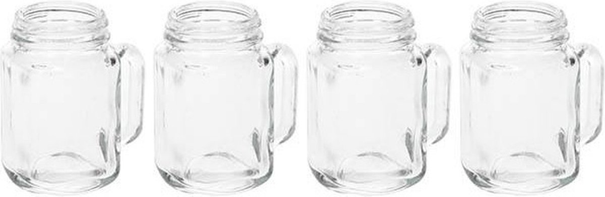 Non-branded Mason Jar Shotglaasjes 50ml 6 Cm Glas 4 Stuks
