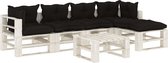 Medina 6-delige Loungeset met zwarte kussens pallet hout