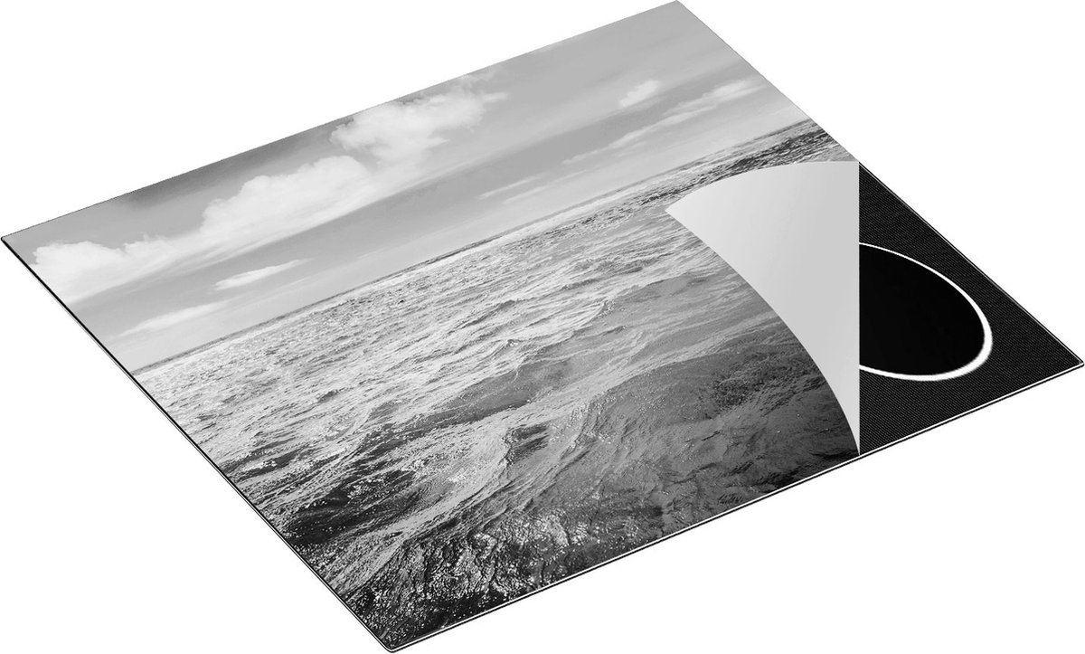 Chefcare Inductie Beschermer Blauwe Caribische Zee Water - Zwart Wit - 60x52 cm - Afdekplaat Inductie - Kookplaat Beschermer - Inductie Mat