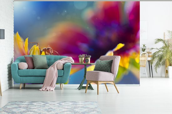 Behang - Fotobehang Mier - Bloemen - Regenboog - Breedte 390 cm x hoogte 260 cm