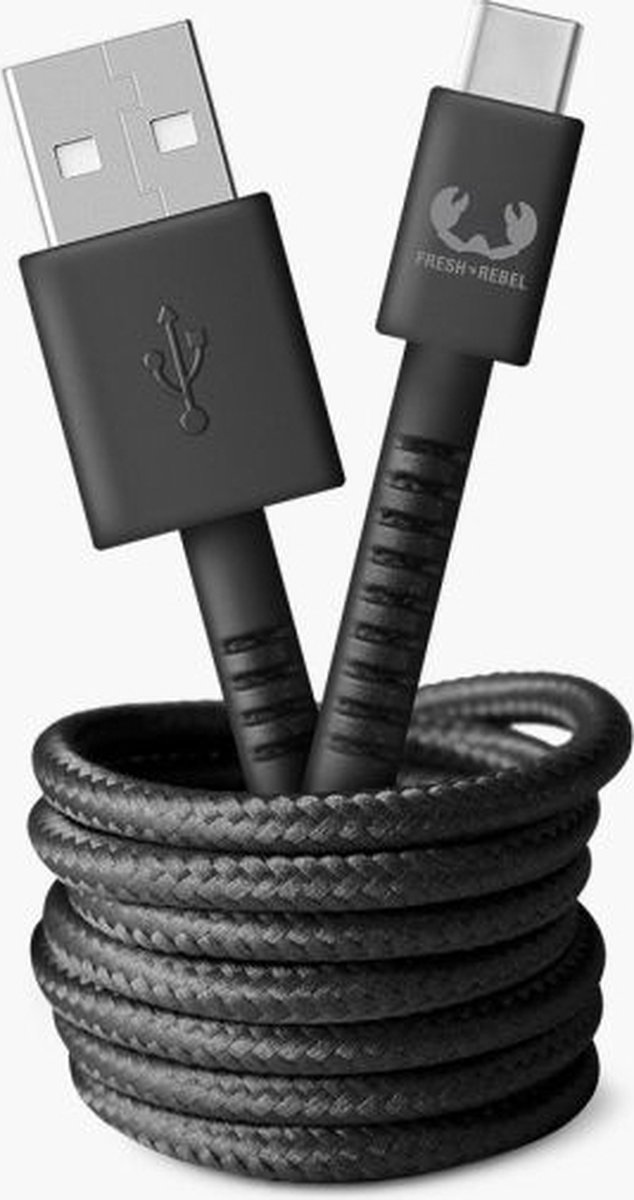 Fresh'n Rebel USB - USB-C Fabriq Cable (2m) - Zwart | USB-A - USB-C | 8720249802952