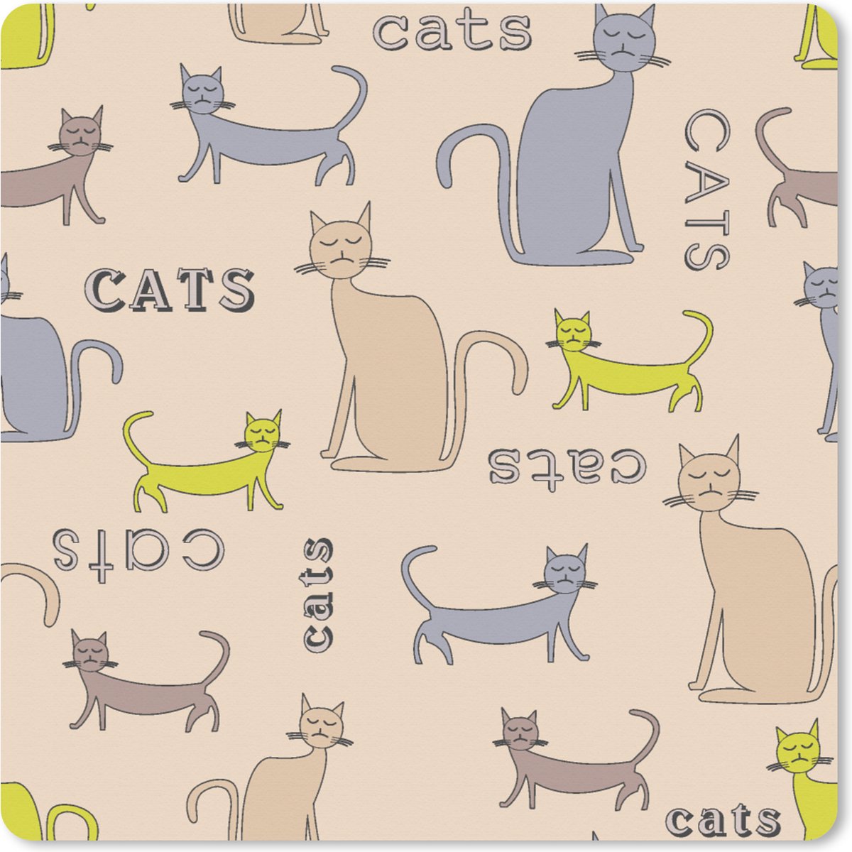 Muismat XXL 60x60 cm - Bureau onderlegger - Bureau mat Patronen - Kat - Quote - Jongens - Meisjes - Kinderen - Kindje - Bureaumat - Gaming mousepad xl - Bureaulegger groot - Computer deskmat