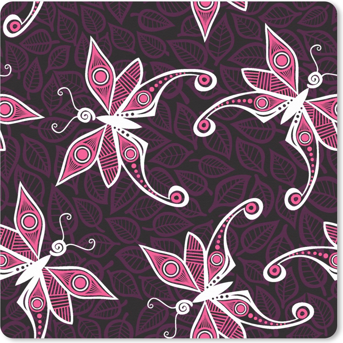 Muismat XXL 50x50 cm - Bureau onderlegger - Bureau mat Vlinders - Patronen - Roze - Bureaumat - Gaming mousepad xl - Bureaulegger groot - Computer deskmat