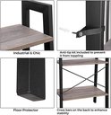 Details van ladderrek: industrieel ontwerp, anti-tip kit, vloerbeschermers en kruisverbindingen voor stabiliteit.