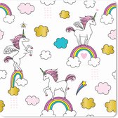 Muismat XXL - Bureau onderlegger - Bureau mat - Een illustratie van eenhoorns op regenbogen - Meisjes - Kinderen - Kids - 60x60 cm - XXL muismat