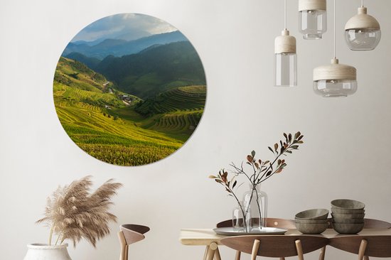 WallCircle - Cercle mural ⌀ 120 - Indonésie - Riz - Nuage - Tableaux ronds salon - Plaque murale ronde - Cercle de Décoration murale - Décoration de chambre à l'intérieur - Cercle Décoration murale - Accessoires de maison XXL