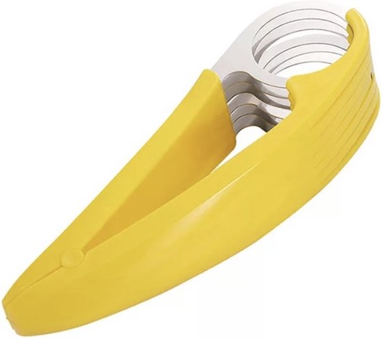 Foto: Multifunctionele bananen snijder groentesnijder fruitsnijder geel rvs keukenaccessoires komkommer koken keukenartikelen keukengereedschap