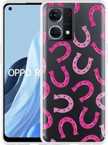 Oppo Reno7 Hoesje Pink Horseshoes - Designed by Cazy