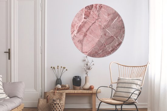 Wall Circle - Wall Circle Indoor - Rose - Wit - Granit - Pierres - ⌀ 150 cm - Décoration murale - Peintures Ronds