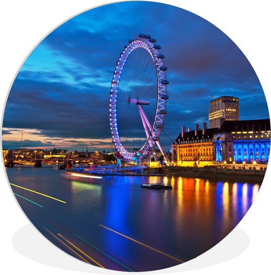 WallCircle - Wandcirkel ⌀ 60 - Londen - London Eye - Reuzenrad - Ronde schilderijen woonkamer - Wandbord rond - Muurdecoratie cirkel - Kamer decoratie binnen - Wanddecoratie muurcirkel - Woonaccessoires