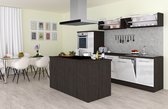 Eilandkeuken 310  cm - complete keuken met apparatuur Amanda  - Eiken grijs/Wit - soft close - keramische kookplaat - vaatwasser - afzuigkap - oven    - spoelbak