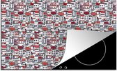 KitchenYeah® Inductie beschermer 91.6x52.7 cm - Stad - Patroon - Huizen - Kookplaataccessoires - Afdekplaat voor kookplaat - Inductiebeschermer - Inductiemat - Inductieplaat mat