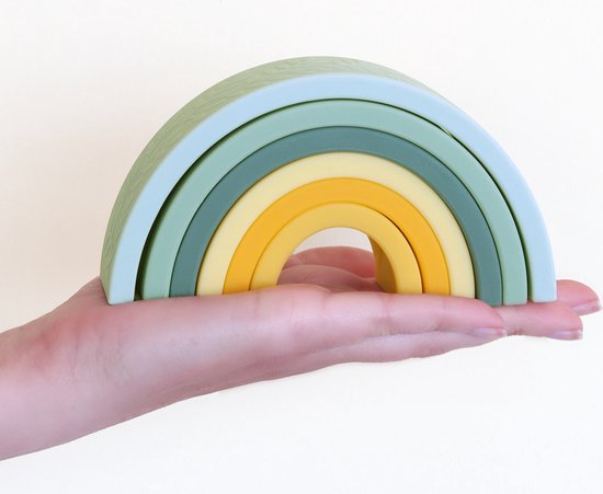 Siliconen regenboog stapelspeelgoed: sage - A Little Lovely Company van Merkloos — afbeelding 3