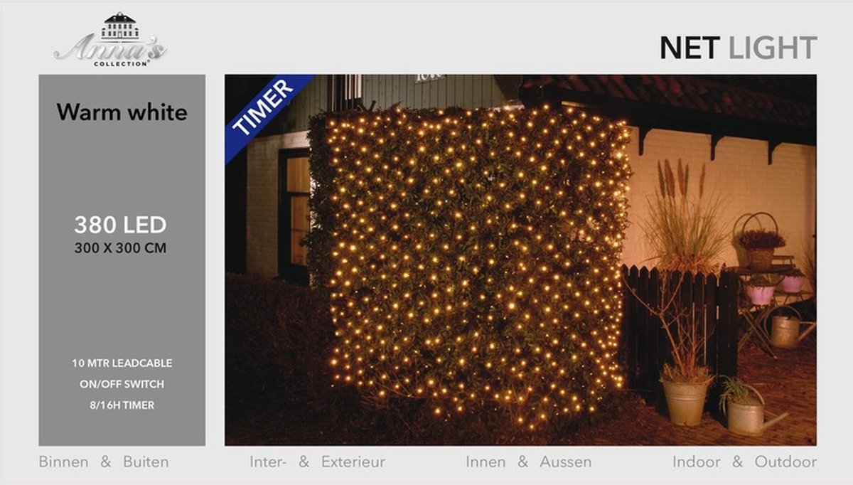 Anna's Collection Kerstverlichting - met timer - 384 LED - warm wit - 300x300cm - Anna's Collection