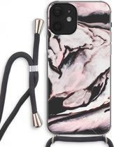 Case Company® - Hoesje met koord geschikt voor iPhone 12 hoesje met Koord - Roze stroom - Telefoonhoesje met Zwart Koord - Extra Bescherming aan alle Kanten en Over de Schermrand