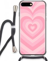 Case Company® - Coque pour iPhone 7 PLUS avec cordon - Heart Rose - Coque pour téléphone avec cordon Zwart - Protection Extra sur tous les côtés et sur le bord de l'écran