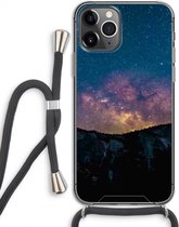 Case Company® - Hoesje met koord geschikt voor iPhone 11 Pro hoesje met Koord - Travel to space - Telefoonhoesje met Zwart Koord - Extra Bescherming aan alle Kanten en Over de Schermrand