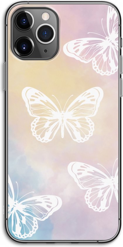 Case Company® - Hoesje geschikt voor iPhone 11 Pro hoesje - White butterfly - Soft Cover Telefoonhoesje - Bescherming aan alle Kanten en Schermrand