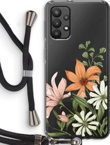 Case Company® - Hoesje met koord geschikt voor Samsung Galaxy A32 4G hoesje met Koord - Floral bouquet - Telefoonhoesje met Zwart Koord - Bescherming aan alle Kanten en Over de Schermrand