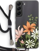 Case Company® - Hoesje met koord geschikt voor Samsung Galaxy S22 hoesje met Koord - Floral bouquet - Telefoonhoesje met Zwart Koord - Bescherming aan alle Kanten en Over de Schermrand