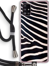 Case Company® - Hoesje met koord geschikt voor Samsung Galaxy A51 5G hoesje met Koord - Zebra - Telefoonhoesje met Zwart Koord - Bescherming aan alle Kanten en Over de Schermrand