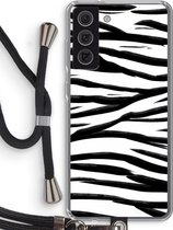 Case Company® - Hoesje met koord geschikt voor Samsung Galaxy S21 FE hoesje met Koord - Zebra pattern - Telefoonhoesje met Zwart Koord - Bescherming aan alle Kanten en Over de Schermrand