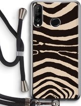 Case Company® - Hoesje met koord geschikt voor Huawei P30 Lite hoesje met Koord - Arizona Zebra - Telefoonhoesje met Zwart Koord - Bescherming aan alle Kanten en Over de Schermrand
