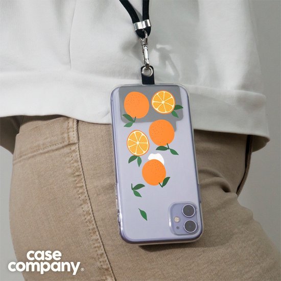 Case Company® - Coque Samsung Galaxy A21s avec cordon - Serez-vous ma clémentine - Protection de téléphone avec cordon Zwart - Tous les côtés et sur la protection des bords de l'écran