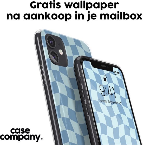 Case Company® - Coque OnePlus Nord avec cordon - Grid Blauw - Coque de téléphone avec cordon Zwart - Protection sur tous les côtés et sur le bord de l'écran
