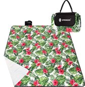 Springos Picknickkleed | Picknickdeken | Buitenkleed | Picknick | 200 x 160 cm | Groen/Roze/Wit