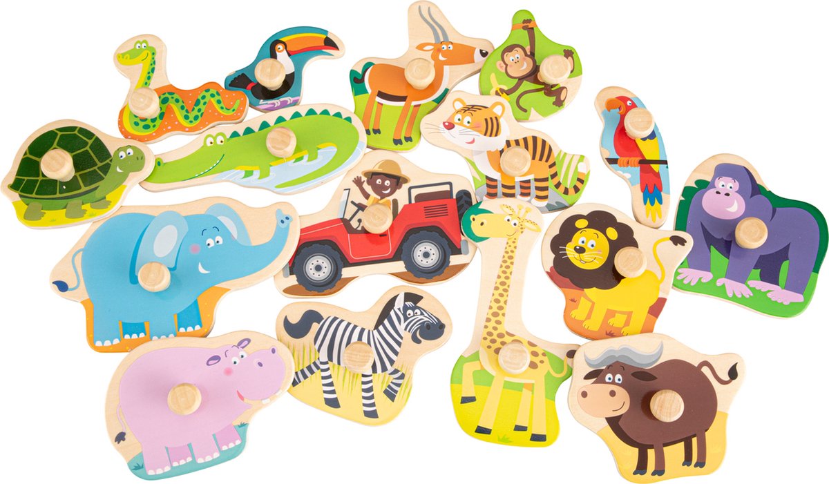 New Classic Toys® Houten Grote Knoppuzzel Safari - 16 Puzzelstukjes - FSC - Houten Puzzel met Knopjes - Educatief Peuterspeelgoed - Vanaf 24 maanden — afbeelding 7