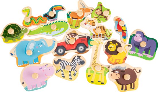 New Classic Toys Puzzle en Bois Animaux de Safari - 16 pièces de puzzle - Bois certifié FSC® 100%