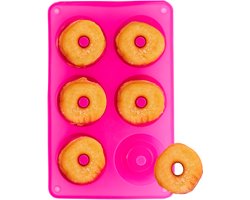 Quaks - Donutvorm - Roze - Donut Bakvorm - Siliconen - 6 Donuts Ø7cm - Donutmaker - Hoge Kwaliteit - Anti Kleeflaag - Zelf Donuts Bakken