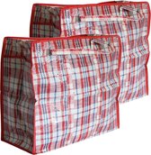 2x stuks wastas/boodschappentas/opbergtas/kussenstas rood print - 100 x 70 x 30 - Jumbo shoppers