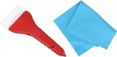 Vitres de voiture Grattoir à glace avec lumière LED rouge 26 cm avec chiffon anti-buée - Accessoires gel d'hiver