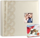 Luxe fotoboek/fotoalbum Anais bruiloft/huwelijk met 50 paginas goud 32 x 32 x 5 cm inclusief 500 fotoplakkers/stickers