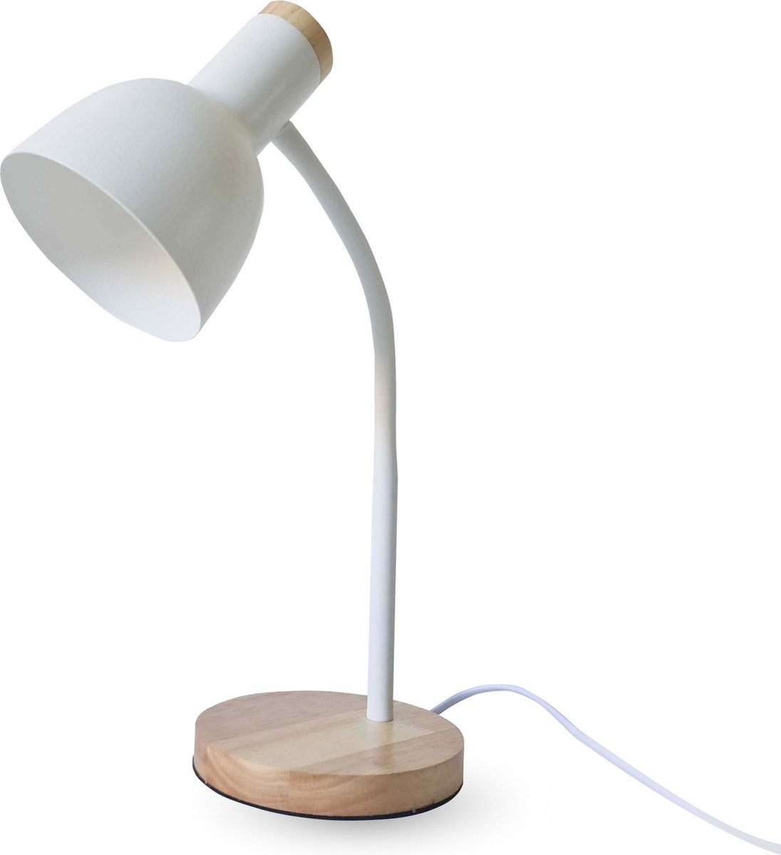 Raiseking ® - Bureaulamp - Leeslamp - Incl. Spaarlamp - Hout - Metaal - E27 - Kantelbaar - Meerdere kleuren - Bureaulampen - Wit